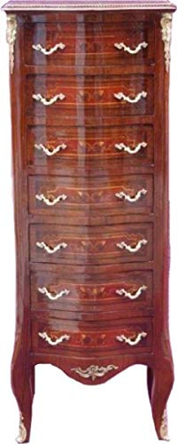Casa Padrino Baroque Chest of Drawers with 7 Drawers Inlaid Brown Model - Mahogany