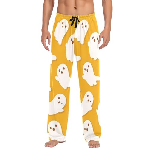 White Ghost Halloween Men's Pajama Bottoms Plaid Pajamas Pants for Men Soft Long Lounge Woven Pj Sleep Pant with Pockets2