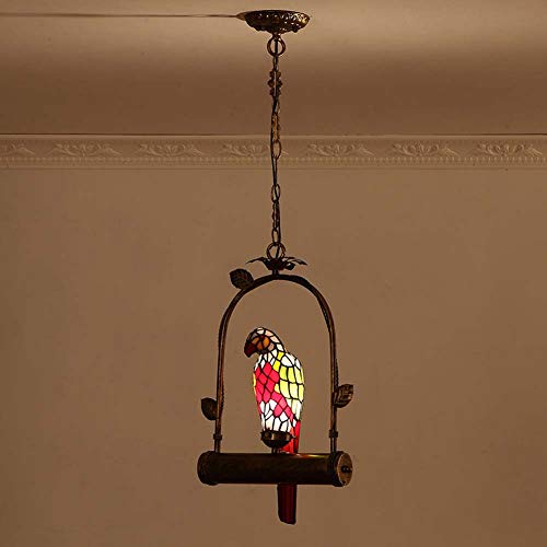 Lustre perroquet en vitrail pour éliminer la lumière agressive du salon E27