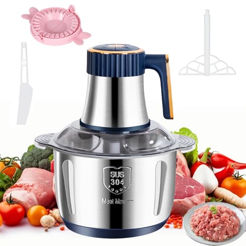 Tritatutto Elettrico 500W, 5L Frullatore Tritatutto Multifunzione Inox, Acciaio inossidabile 304, 5 Velocità con 6 Lame, Taglio Rapido, Base Antiscivolo, Ideale Per Carne, Verdure, Frutta, Frutta