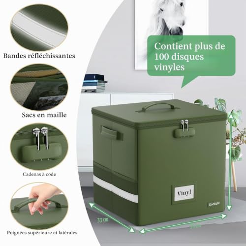 Mallette disques vinyles DocSafe ignifuge avec verrouillage à code vert