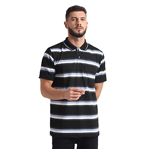 Image of INKKR Striped Men Polo Neck Half Sleeve T-Shirt