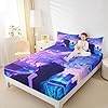 Japanese Anime Girl Bedding Set 3D Anime Gifts Bed Sheets Queen for Kids Boys Guys Japanese Style Fitted Sheet, Cartoon Printed Kawaii Girls Sheets Romance Cherry Blossoms Fitted Bed Sheets - Image 4