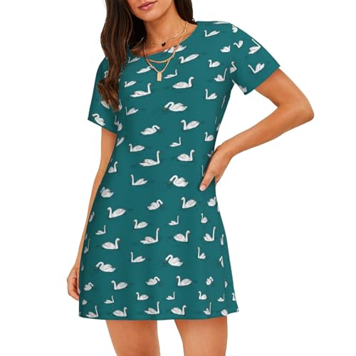 Chemise de nuit légère manches courtes vêtement nuit femme imprimé