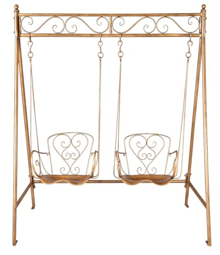 Balancelle de jardin Jardin de Provence - Balancelle romantique en fer forgé avec patine antique, 200 × 160 × 100 cm, siège pour 2, style maison de...