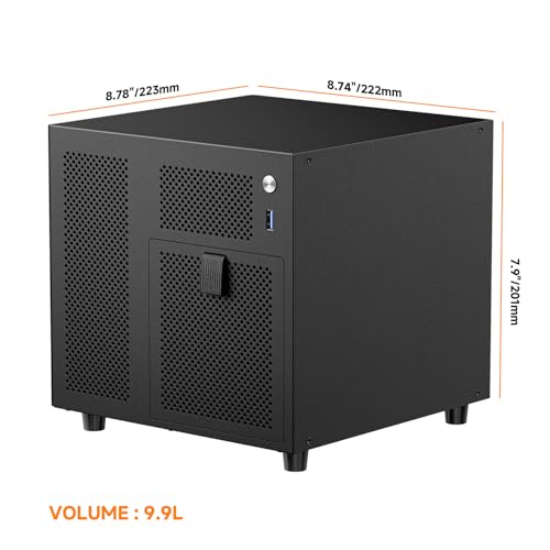 Image of Mini ITX NAS Case, 4 Hot-Swap 3.5 HDD Bay NAS PC Chassis, Supports SFX /SFX-L /Flex PSU & 120mm Fan, Compact ITX Computer Case for Home Office Storage - Black