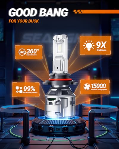Image of SEALIGHT 9005 9006 Bulbs 60000LM 2025 Edition, Extra Wide View X5 9005 9006 Lights 99% Compatibility Easy Installation for Fog, ATVs & Powersports 10 Years Lifespan, Pack of 4