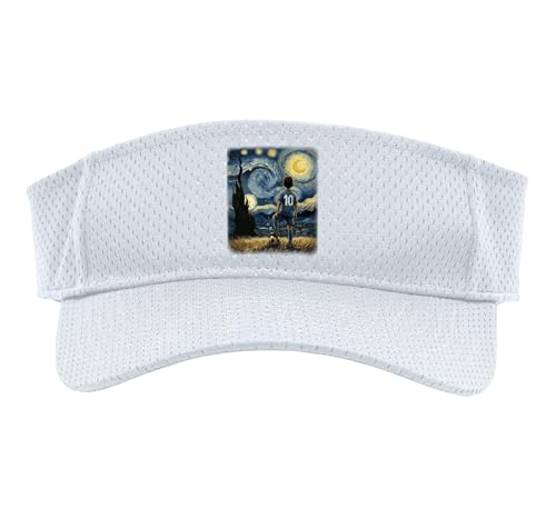 Van Gogh Starry Night Cool Art Team Youth Boys Soccer Player Sport Sun Visor, Adult, One Size, White