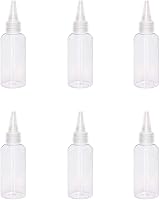Vista 1 de lasenersm 6 botellas de plástico exprimibles de 2 onzas, botellas pequeñas de plástico, aplicador, mini botella vacía con tapa superior