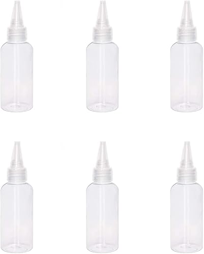 lasenersm 6 botellas de plástico exprimibles de 2 onzas, botellas pequeñas de plástico, aplicador, mini botella vacía con tapa superior para