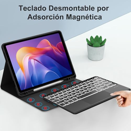 Teclado Bluetooth Redmi Pad 2 11" 2025 Funda para Estudiar y Viajar 4