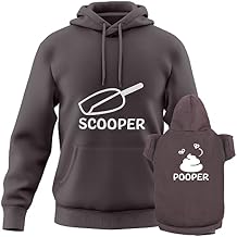 APPARELYN Matching Hoodies for Dogs and Humans - Funny Scooper Pooper Matching Dog and Owner Sweaters - Soft Dog Sweatshirt Set Charcoal