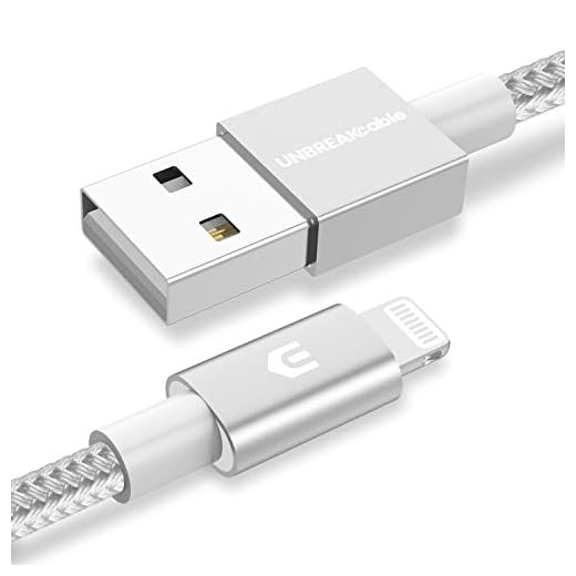 UNBREAKcable iPhone Ladekabel, Lightning Kabel - 2M [MFi-Zertifiziert] - mit Apples originalem C89-Terminal und Smart-Chip Datenkabel kompatibel mit iPhone, iPad Air, Airpods - Silber-Grau