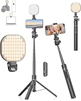 Gahenwo Selfie-Licht & 173cm Selfie-Stick Stativ Vlogging-Kit, Handy Stativ für Smartphone Mit 2000mAh Licht & Fernbedienung,Ringlicht mit Stativ-Ständer kompatibel mit iPhone/Android