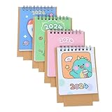 KICHOUSE 4個年卓上カレンダー 可愛いキャラクター ミニ スタンディング製デスクカレンダー オフィス文房具 スケジュール管理用