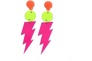 Retro 80s Neon Lightning Drop Earrings: Illuminate Your Glow Party Style