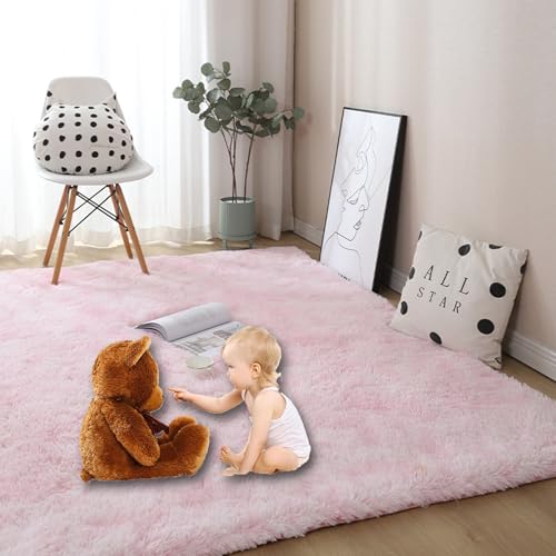 Tapis lavable à 30 degrés rose clair géant avec dossier sécurité - 3