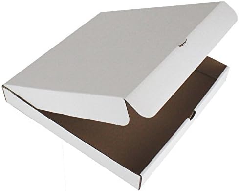 We Can Source It Ltd - Heavy Duty Plain Single Wall Kraft Cardboard White 12" Pizza Boxes with Hinged Lid Takeaway Packaging - Disposable Biodegradable Recyclable - 100 Pack