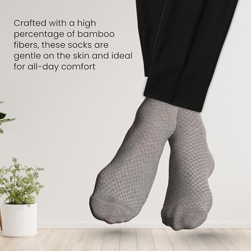 Premium Bamboo Rayon Socks for Men - Soft, Seamless & Comfortable Crew Socks Moisture Wicking - 4 Pairs with Gift Box 6-114
