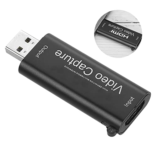 Tomantery Captura de Vídeo HD 1080P Caja de Grabación USB 2.0 para Grabación de Juegos de, Plug and Play para, OS X, para Adquisición de Alta Definición, de Conferencias - Material ABS