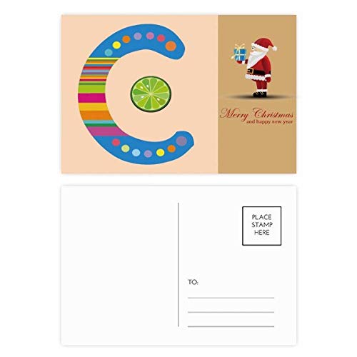 Cartes postales Père Noël alphabet C orange lot de 20 pour cadeaux de Noël