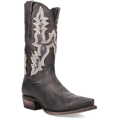 Dan Post Boots Mens Diesel Embroidered Pull On Snip Toe Casual Boots Mid Calf - Black