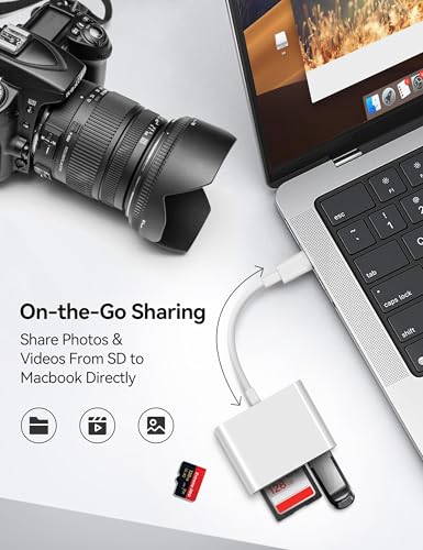 image for MujuDoler USB C SD Card Reader for iPhone 15 16 iPad Mac 3 in 1 USB-C 