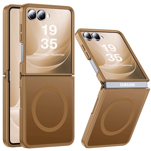 Image of NO.1 Magnetic for Samsung Galaxy Z Flip 7 Case（Not for Flip7 FE 6.7''） with MagSafe[Military Shockproof][Translucent Matte][Anti-Fingerprint] Soft Silicone Bumper for Flip 7 Case 6.9'',Coffee
