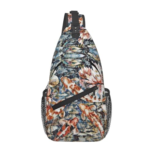 Sac à bandoulière japonais Koi Fish pour voyage et randonnée en plein air léger
