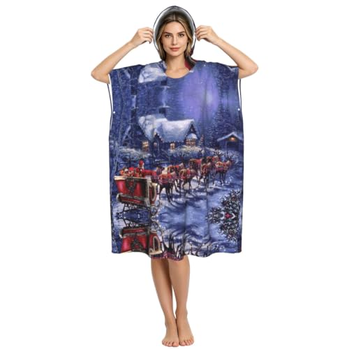 Peignoir piscine imprimé Noël poncho léger pour se changer à la plage