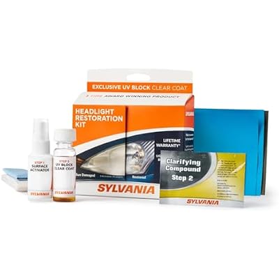 SYLVANIA Headlight Restoration Kit - Long-Lasting Headlight Repair Kit for Restoring to Like-New Condition - Surface Activator, Exclusive UV Coating, Clarifying Compound & More - No Tools Required