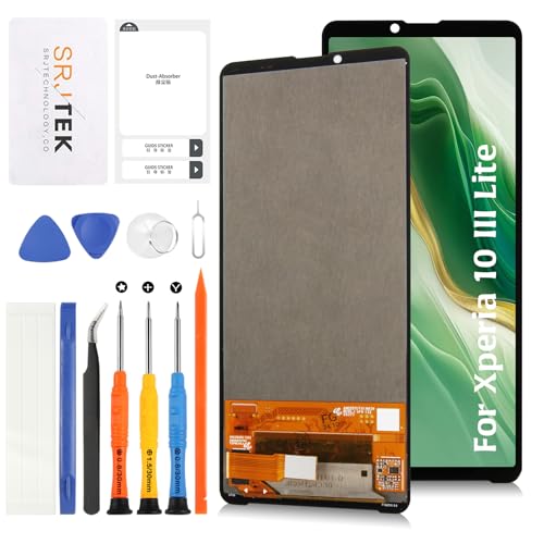 SRJTEK For Sony Xperia 10 III Lite �t���p�l�� �I���W�i�� �\�j�[ �G�N�X�y���A 10 iii Lite SIM�t��? �y�V���o�C�� 6.0�C���`��ʌ����C���p �^�b�`�p�l���Z�b�g LCD�f�B�X�v���C�^�b�`�X�N���[�� �f�W