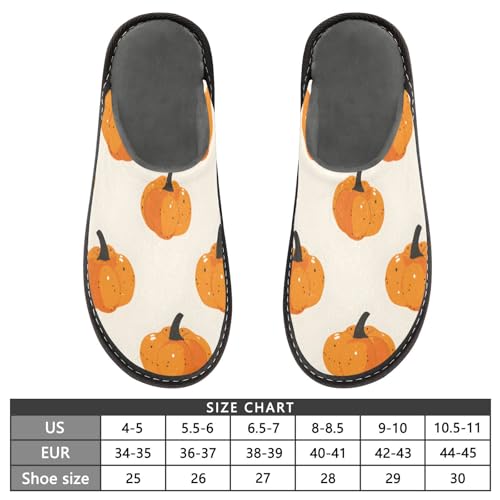 Slippers for Women Pumpkin Pattern Print on Cream Soft Fuzzy Women's Slippers Indoor and Outdoor Shoes3