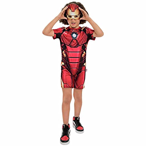 Fantasia Homem de Ferro Infantil Curta Com Máscara M 5-8