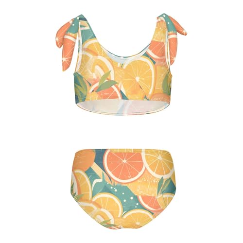 Slice Citrus Girls 2 Pieces Kids Bikini Set Scoop Neck Bathing Suit Swimwear Adjustable Strap2