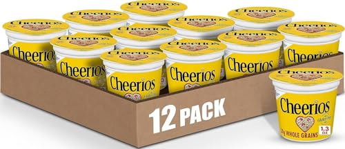Image of Original Cheerios Heart Healthy Cereal Cup, 1.3 OZ Single Serve Cereal Cup (Pack of 12) | 100% Whole Grain Oats, 32g Whole Grain, Cholesterol Free, Good Vitamin D Source, Toddler-Friendly