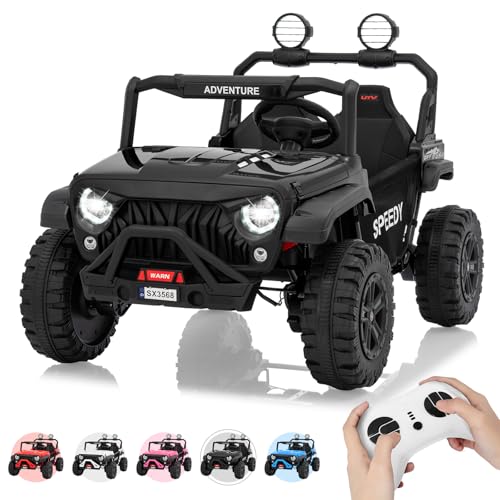2 Seater Ride on Car for Kids, 24V Ride on Toy, Fast 4.97MPH Truck, 4WD Kids Electric Vehicles with Remote Control, Spring Suspension, Front & Behind