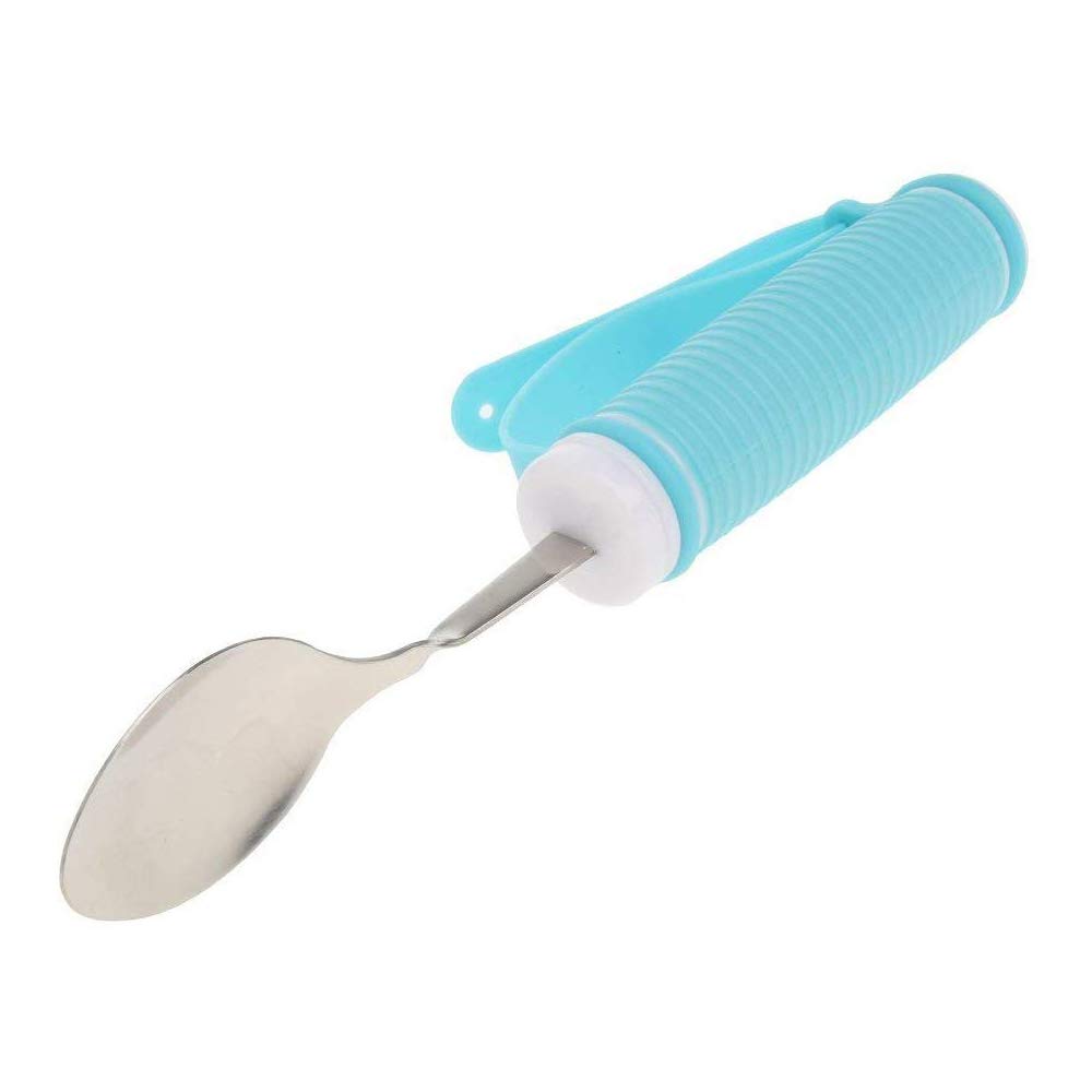 Kit de Cubiertos de Cuchara y Tenedor Giratorio de 360 ° - Utensilio Adaptable Curvo para Ancianos, Artritis, derrames cerebrales y Agarre débil - Paquete de 2 Accesorios para Comer