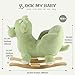 Rock My Baby Rocking Horse Green Dinosaur with Chair, Plush Stuffed Animal Rocker for Toddlers 1-3, Baby Rocker with Sweet Music, Wooden Rocking Horse Baby Animal Rocker,CPC Certified