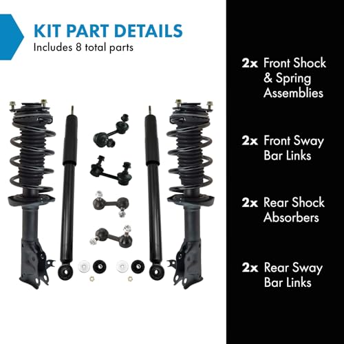 Image of TRQ Front and Rear Suspension Kit Complete Strut & Coil Spring Assembly Shock Absorber Sway Bar Stabilizer Link Compatible with 2006-2011 Honda Civic