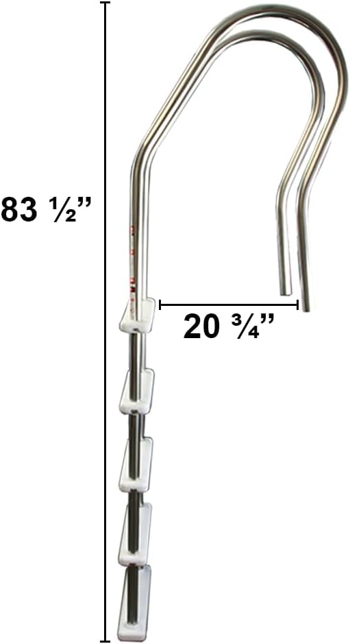 Aqua Select Hi-Rise Reverse Bend Stainless Steel in-Pool Ladder w/Resin Steps | for Above-Ground Swimming Pools