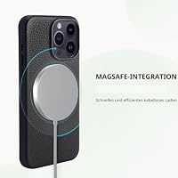 Synchro Naturleder-Schutzhülle für iPhone 15 Pro mit starken Kompatibel mit MagSafe-Magneten, genarbte Lederhülle für iPhone 15 Pro 6,1 Zoll - Schwarz – Ansicht 4