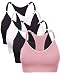 Barbra's 6 Pack Regular Size(Small-Large) Wirefree Yoga Bras with Removable Pads, Pink/Mint/Navy/Purple/White/Black