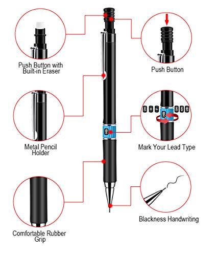 Selizo MPS-02 12 Pcs Mechanical Pencil Set Including 3 Pcs 0.7Mm Hb Mechanical Pencils thumb #4