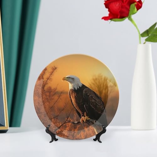 Plato decorativo Golden Sunset Bald Eagle Bone China 7 inch miniatura 6