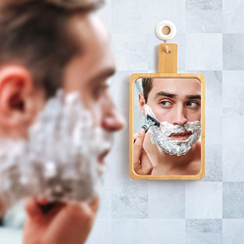 Jasefa Natural Bamboo Desk Table Mirror, Folding Makeup Mirror With Handheld/Stand,Portable Small Desktop Cosmetic Mirror Good For Travel, Cosmetic, Office,6.5" W X 9.1" L #TOP5