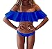 JIANLANPTT Pretty Sexy Bandeau Ruffled Bikini Women Flounce Strapless Swimsuit Swimwear Bathing Suits Blue M(US2-4)