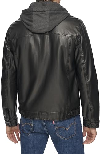 Levi's Mens Faux Leather Hooded Trucker Jacket with Sherpa Lining (Regular & Big & Tall Sizes)4