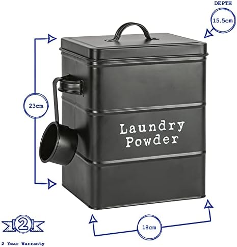 Harbour Housewares Vintage Metal Washing Powder Storage Tin - Utility Storage Canister - 18cm - Black