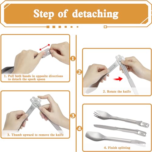 5-in-1-Camping-Utensils-Detachable-Cutlery-Portable-Silverware-Stainless-Steel-Flatware-Multitool-Set-Tongs-Spork-Spoon-Knife-for-Backpacking-Hiking-Picnics-with-Carrying-Bag-Carabiner